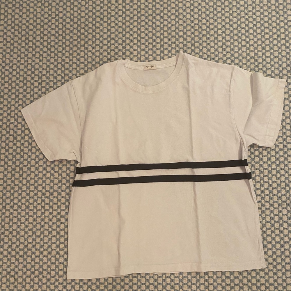 White and black striped top